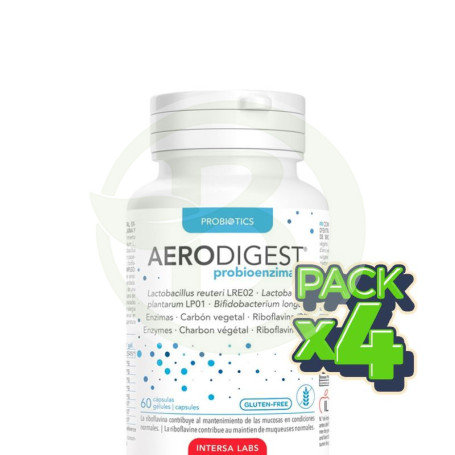 Pack 4x Aerodigest Probioenzimatic 60 Cápsulas Intersa