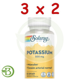 Pack 3x2 Potasio 500Mg 60 Cápsulas Vegetales Solaray