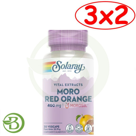 Pack 3x2 Moro Red Orange 400Mg Morosil 30 Cápsulas Vegetales Solaray