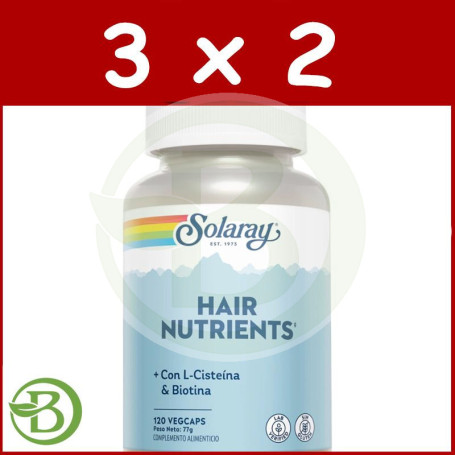 Pack 3x2 Hair Nutrients 120 Cápsulas Vegetales Solaray