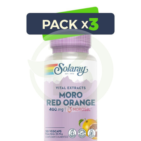 Pack 3x Moro Red Orange 400Mg Morosil 30 Cápsulas Vegetales Solaray