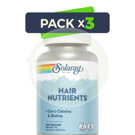 Pack 3x Hair Nutrients 120 Cápsulas Vegetales Solaray
