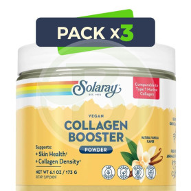 Pack 3x Vegan Collagen Booster en Polvo Sabor Vainilla 173G Solaray