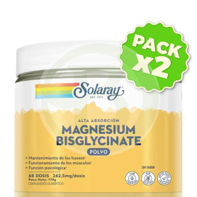 Pack 2x Bisglicinato De Magnesio en Polvo 179G Solaray