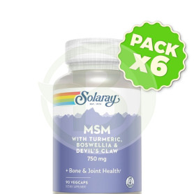 Pack 6x Msm con Cúrcuma, Boswellia y Harpagofito 90 Cápsulas Solaray