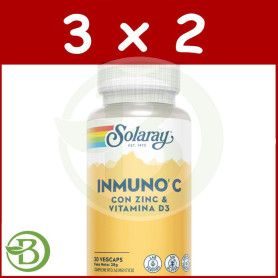 Pack 3x2 Immuno C (C+D3+Zinc) 30 Cápsulas Vegetales Solaray