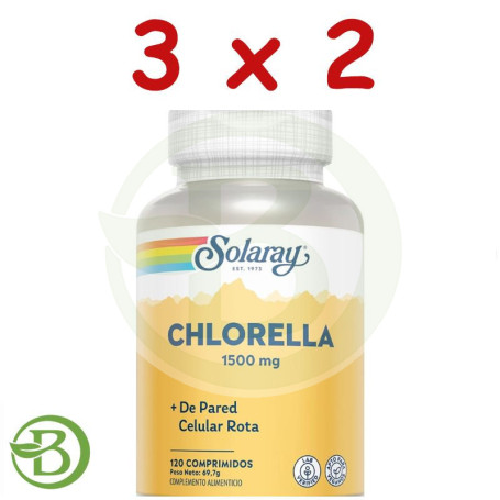 Pack 3x2 Chlorella 1500Mg 120 Comprimidos Solaray
