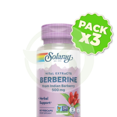 Pack 3x Berberina 500Mg 60 Cápsulas Vegetales Solaray