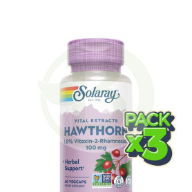 Pack 3x Extracto De Espino Blanco 100Mg 60 Cápsulas Vegetales Solaray