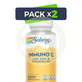 Pack 2x Immuno C (C+D3+Zinc) 30 Cápsulas Vegetales Solaray