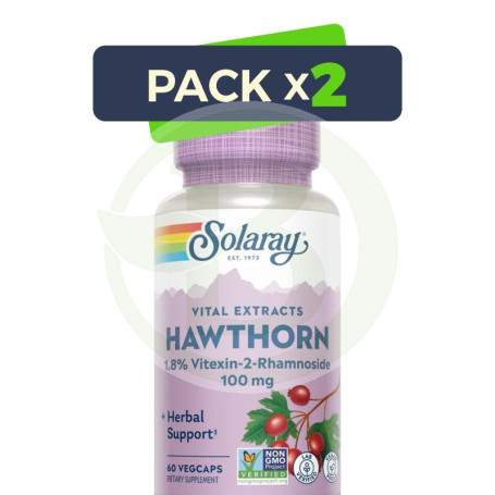 Pack 2x Extracto De Espino Blanco 100Mg 60 Cápsulas Vegetales Solaray