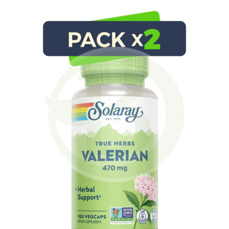 Pack 2x Raíz De Valeriana 470Mg 100 Cápsulas Vegetales Solaray