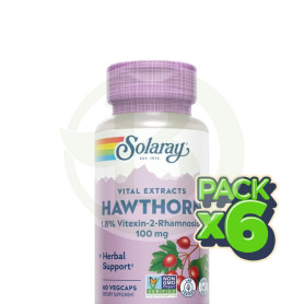 Pack 6x Extracto De Espino Blanco 100Mg 60 Cápsulas Vegetales Solaray
