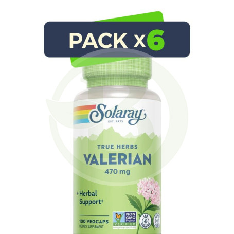 Pack 6x Raíz De Valeriana 470Mg 100 Cápsulas Vegetales Solaray