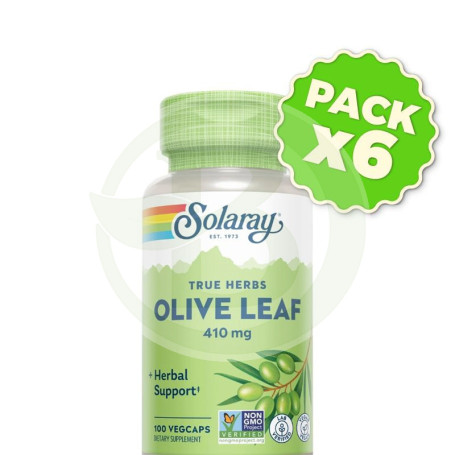 Pack 6x Hoja De Olivo 410Mg 100 Cápsulas Vegetales Solaray