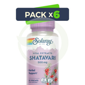 Pack 6x Shatavari 500Mg 60 Cápsulas Vegetales Solaray