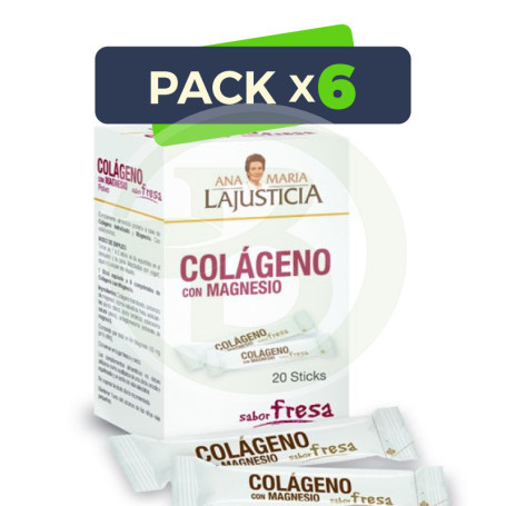 Pack 6x Colágeno con Magnesio 20 Sticks Fresa Ana Mª Lajusticia