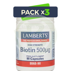 Pack 3x Biotina 500µg. Lamberts