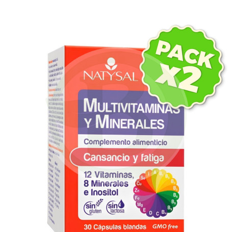 Pack 2x Multivitaminas y Minerales Mujer Probióticos 30 Cápsulas Natysal
